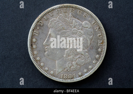 Morgan Silberdollar (1884), USA Stockfoto