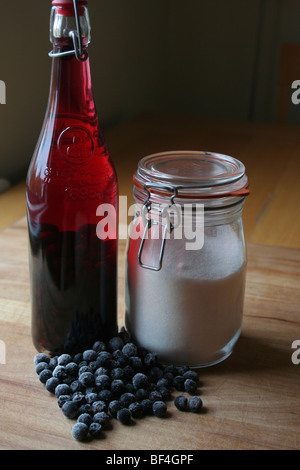 Vorbereitung Sloe Gin Stockfoto