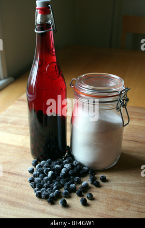 Vorbereitung Sloe Gin Stockfoto