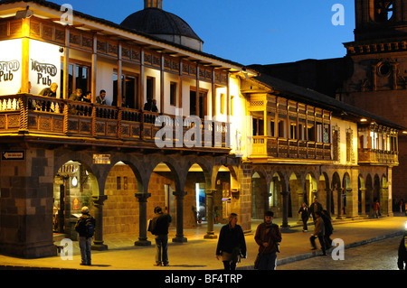 Nachtszene, Plaza de Armas Cusco, Cusco, Inka-Siedlung, Quechua-Siedlung, Peru, Südamerika, Lateinamerika Stockfoto