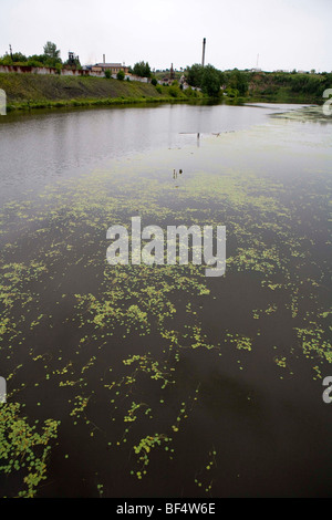 ein verschmutzter Fluss im Ural Stockfoto