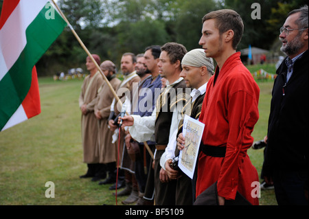 Award Zeremonie bei der offenen Eocha Europameisterschaft 09, montiert Bogenschießen, mit Teilnehmern aus aller Welt, hier die Stockfoto