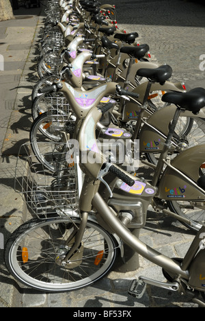 Velib, Leihfahrräder, Paris, Frankreich Stockfoto