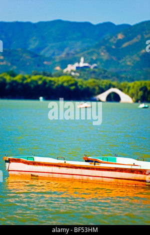 Boote am Kunming See, Sommerpalast, Peking, China Stockfoto