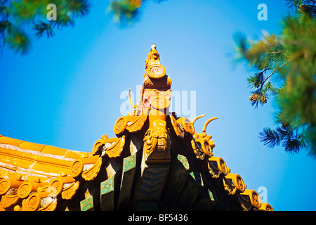 Glasierte Dachziegel von kommen durch ein Bild scrollen, Sommerpalast, Peking, China Stockfoto