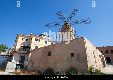 Historische Windmühle Es Jonquet in der alten Stadt von Palma, Mallorca, Museum, Balearen, Spanien, Europa Stockfoto