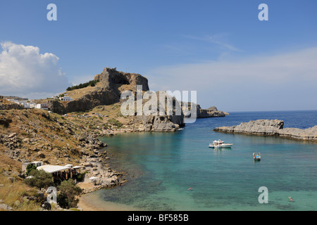 Apostel Paulus Bucht Agios Pavlos Bay, Lindos, Rhodos, Griechenland, Europa Stockfoto