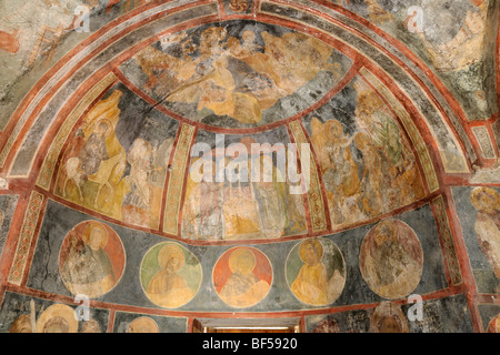 Byzantinische Fresken, ca. 1500, in der Kirche von Agios Nikolaos Fountoúkli, Rhodos, Griechenland, Europa Stockfoto