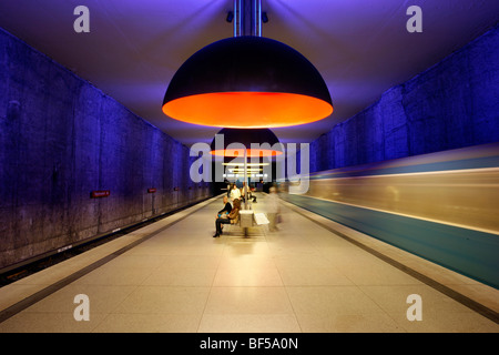 Innenansicht der U-Bahnhof Westfriedhof, München, Bayern, Deutschland, Europa Stockfoto