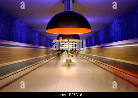 Innenansicht der U-Bahnhof Westfriedhof, München, Bayern, Deutschland, Europa Stockfoto