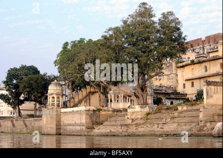 Stadtschloss am Lake Pichola, Detail, Udaipur, Rajasthan, Nordindien, Indien, Südasien, Asien Stockfoto