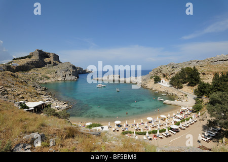 Apostel Paulus Bucht Agios Pavlos Bay, Lindos, Rhodos, Griechenland, Europa Stockfoto