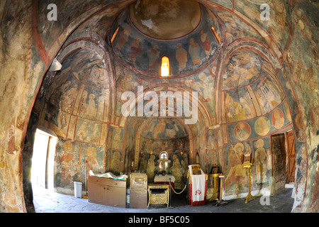 Byzantinische Fresken, ca. 1500, in der Kirche von Agios Nikolaos Fountoúkli, Rhodos, Griechenland, Europa Stockfoto