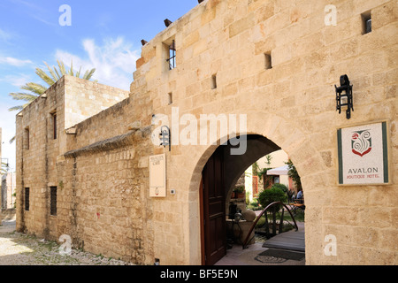 Hotel im historischen Zentrum, Rhodes Town, Rhodos, Griechenland, Europa Stockfoto