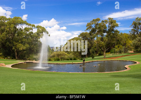 Pioneer Women es Memorial Fountain und gepflegten Rasenflächen im Kings Park, Perth, Western Australia Stockfoto