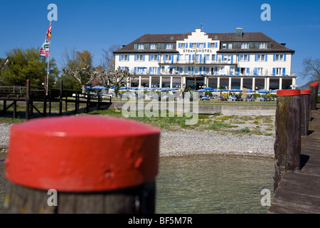 Strandhotel Und Restaurant Loechnerhaus, Mittelzell, Insel Reichenau, Bodensee, Baden-Württemberg, Deutschland Stockfoto