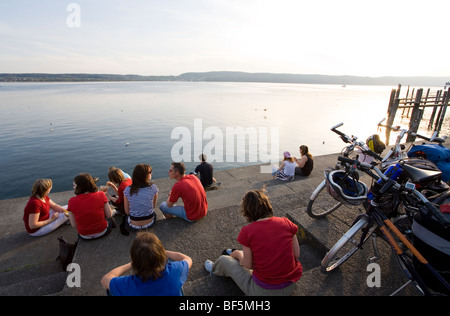 Wasser vorne, Überlingen, Bodensee, Baden-Württemberg, Deutschland Stockfoto