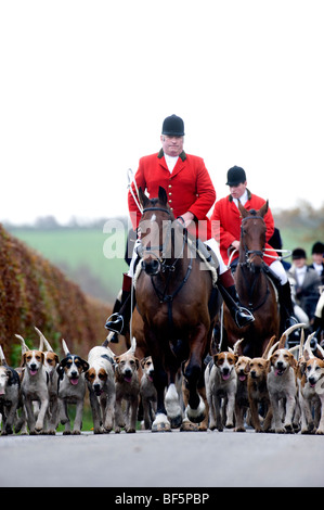 Dulverton Bauern Jagd genießen Sie am ersten Tag der Saison auf Exmoor, Großbritannien Stockfoto