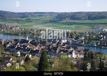 Blick von der Burg Hohenklingen, Stein bin Rhein, Kanton Schaffhausen, Bodensee, Schweiz Stockfoto