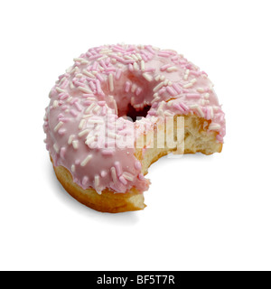 Geeiste Krapfen mit Biss herausgenommen Stockfoto