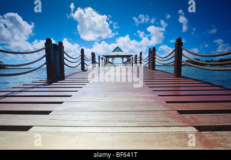 Hölzernen Fußweg zur schönen Hütte Stockfoto