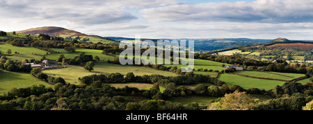 Panorama-Bild über die Usk Valley House entnommen Mauren auf der B4560 Brecon Beacons National Park, Mid Wales Stockfoto