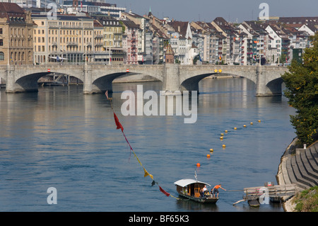 Mittlere Rheinbruecke Brücke, Muensterfaehre Fähre, Rhein, Basel, Basel, Schweiz Stockfoto