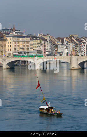 Mittlere Rheinbruecke Brücke, Muensterfaehre Fähre, Rhein, Basel, Basel, Schweiz Stockfoto