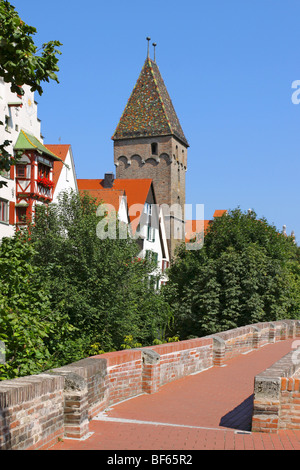 Deutschland, Deutschland der Schiefe Turm von Ulm, Metzgerei-Turm Stockfoto