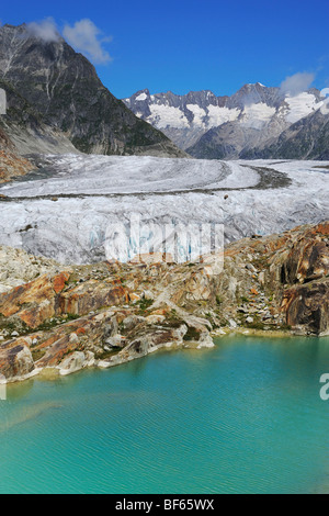 Aletschgletscher, UNESCO-Welterbe Jungfrau-Aletsch-Bietschhorn, Goms, Wallis, Schweiz, Europa vor Ort Stockfoto