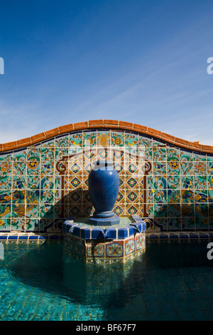 Die Adamson Haus - historische Malibu home Über dekorative Fliesen als charakteristisch für Spanish Colonial Revival Architektur ist. Malibu, Kalifornien, Vereinigte Staaten von Amerika Stockfoto