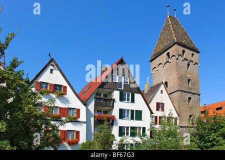 Deutschland, Deutschland der Schiefe Turm von Ulm, Metzgerei-Turm Stockfoto