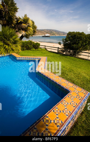 Die Adamson Haus - historische Malibu home Über dekorative Fliesen als charakteristisch für Spanish Colonial Revival Architektur ist. Malibu, Kalifornien, Vereinigte Staaten von Amerika Stockfoto