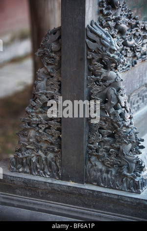 Exquisites Ambiente für jade Stück geschnitzt mit lebhaften Mustern, Halle des geistigen Anbau, Verbotene Stadt, Beijing, China Stockfoto