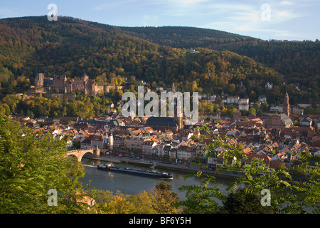 Stadtbild, Blick vom Philosophenweg Straße, Heidelberg, Baden-Württemberg, Deutschland Stockfoto
