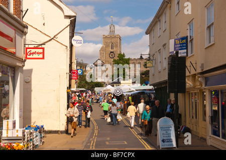 Das Stadt Zentrum und Markt-Tag in Diss, Norfolk, Großbritannien Stockfoto