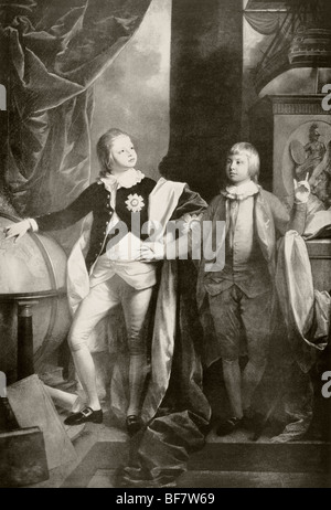 William, Duke of Clarence, später König William IV, links, und Edward Duke of Kent, später Vater von Königin Victoria, rechts. Stockfoto