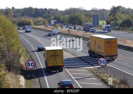 Slip Road Beitritt M40 Autobahn an der Ausfahrt 15, Warwickshire, England, UK Stockfoto