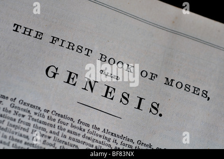 Buch Genesis der Bibel alten Testaments Stockfoto