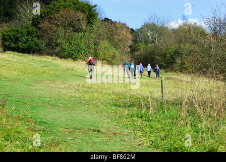 Gruppe von älteren Wanderer in Surrey Hills Stockfoto