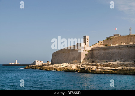 Malta befestigte Stadt Stadt Valletta Hafen Port Meer Stockfoto