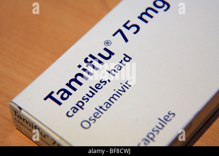 Tamiflu Oseltamivir eine antivirale Medikamente zur Behandlung von Influenza-A- und Influenza B einschließlich der Schweinegrippe und Vogelgrippe Stockfoto