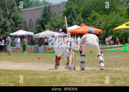 ersten Cricket-Spiel in Skopje, Mazedonien. Sommer 2009 Stockfoto