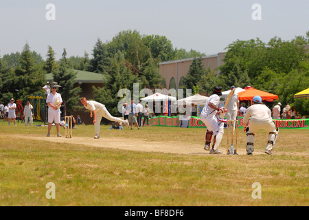 ersten Cricket-Spiel in Skopje, Mazedonien. Sommer 2009 Stockfoto