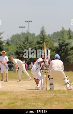 ersten Cricket-Spiel in Skopje, Mazedonien. Sommer 2009 Stockfoto