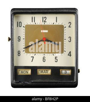 Grunge alte Uhr mit Datum und Uhrzeit Stockfoto
