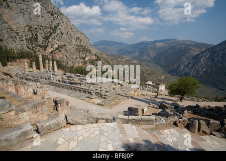 Die römischen Ruinen von Delphi, Griechenland. Stockfoto