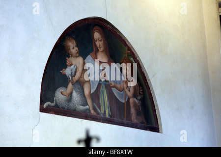 Fresko der Madonna Degli Angioli Kirche Santo Maria Stockfoto