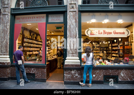 Belgique Gourmande Shop Galerie De La Reine, Queens Shopping Gallery, Brüssel; Belgien; Europa Stockfoto