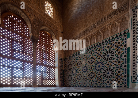 Thron Nische, Halle der Botschafter (Salón de Los Embajadores), der Palast Alhambra, Granada, Spanien Stockfoto